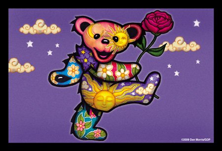 Dancing Bear Rose - Dan Morris, Grateful Dead Set of 2 Mailable POSTCARD for Travel Holiday Thank you Cards - 6" x 4"