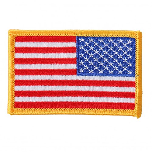"Right Arm Flag Yellow, Iron-on / Saw-on High Thread Rayon PATCH - 3"" X 2"", Exceptional Quality"