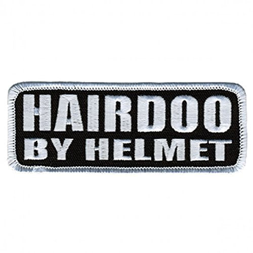 HAIRDOO BY HELMET, High Thread Embroidered Iron-On / Saw-On Rayon PATCH - 4" x 2", Exceptional Quality