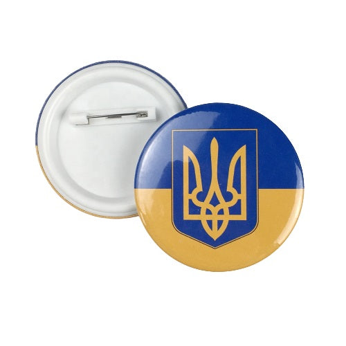 "UKRAINE FLAG PIN, The Famous Ukrainian Symbol COAT OF ARMS Brooch Badge Lapel Pin"