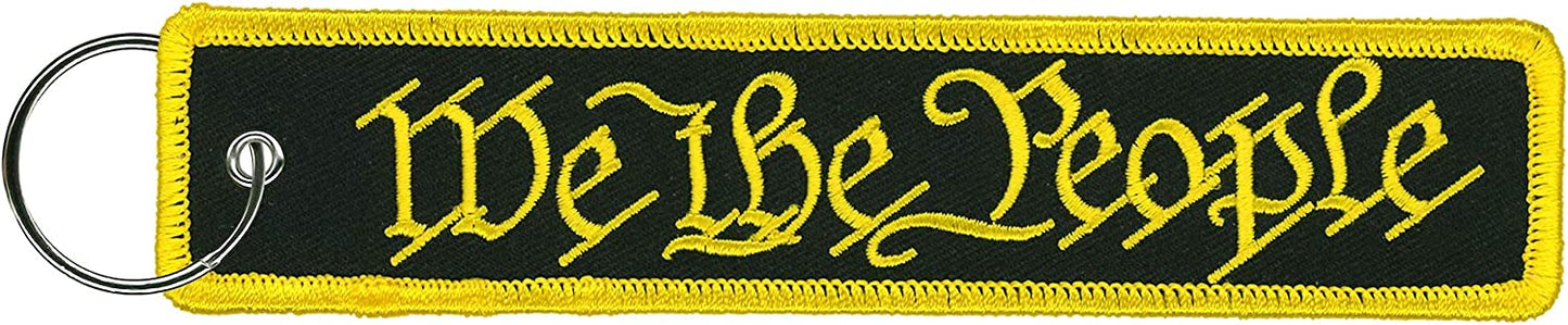 WE THE PEOPLE, FOB KEYCHAIN - Double Sided High-Quality Full Thread Embroidered Rayon Biker FOB Keychain - 1.25" x 6.2"