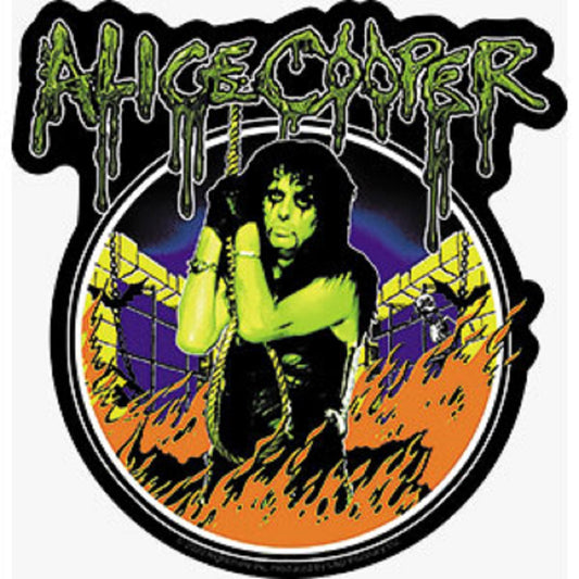 ALICE COOPER, FLAMES STICKER - Orignal Artwork Vinyl - Decal STICKER - 4.6" x 4.75"