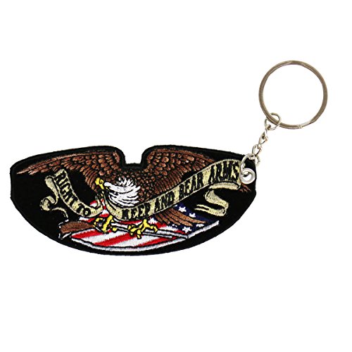 Double Sided Key Chains, ARMED EAGLE - High Quality Embroidered PATCH KEYCHAIN - 4" x 2"