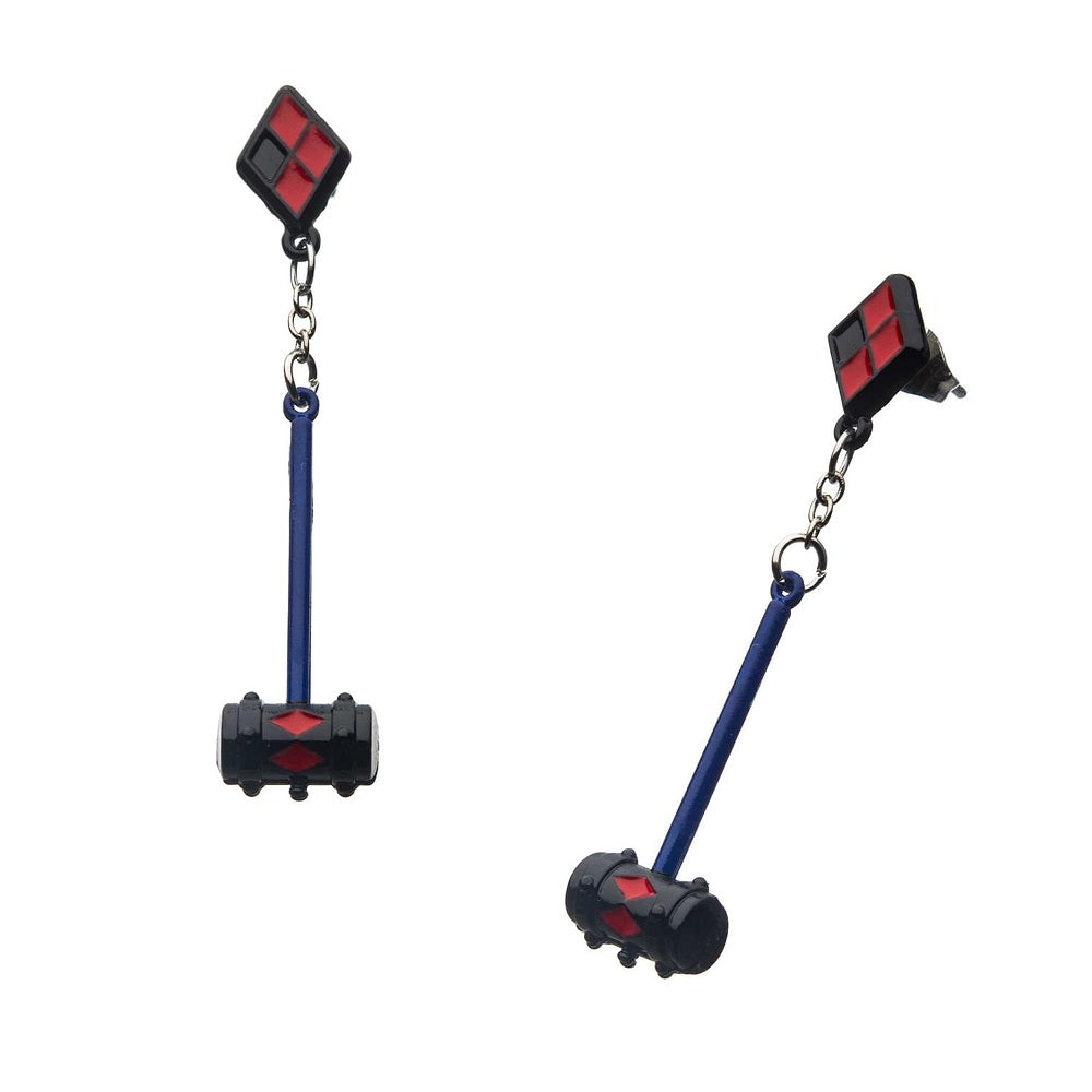 DC COMICS, Birds of Prey Harley Quinn 3D Mallet Dangle EARRINGS - Enamel Stud Earrings