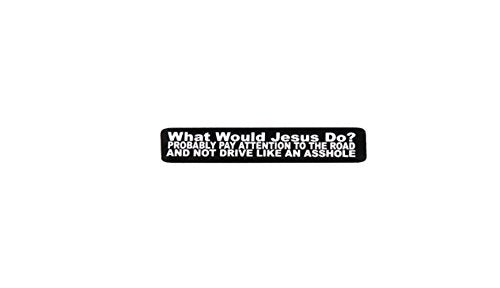 What Would Jesus Do Motorcycle Helmet Stickers - Novelty Artwork Decals, 4" x 1"