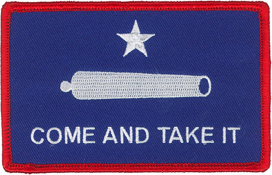 COME AND TAKE IT BLUE, PATCH - High Thread Iron-On Heat Sealed Backing Sew-On Patch - 4" x 3"
