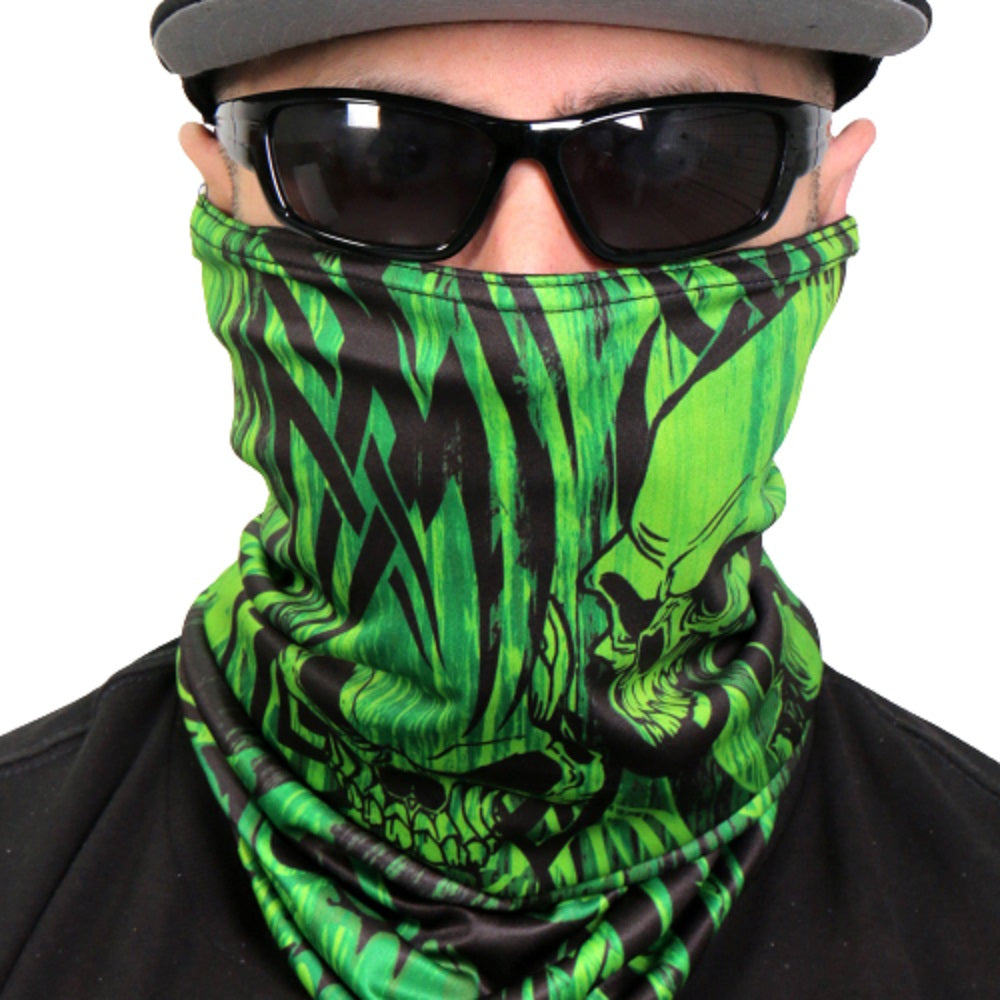 OVER THE TOP SKULLS, TUBE NECK GAITER, Soft Breathable 100% Polyester Microfiber Lined Neck Warmer Face Cover NECK GAITER