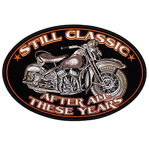 CLASSIC BIKE OVAL, High Thread Embroidered Iron-On / Saw-On, Heat Sealed Backing Rayon PATCH - 5" x 3"