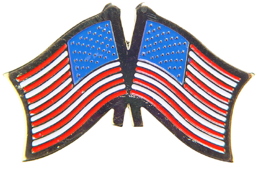 USA & PATRIOTIC, USA & USA Cross Flags - Original Artwork, Expertly Designed PIN - 1.125"