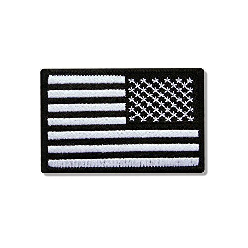 RIGHT ARM FLAG BLK/W, High Thread EMBROIDERED Iron-On / Saw-On Rayon PATCH - 3" x 2"