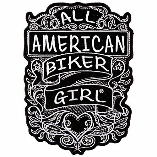AMERICAN BIKER GIRL, PATCH - All American Biker Girl High Thread Iron-On Heat Sealed Backing Sew-On Biker's Large Patch - 6" x 8"