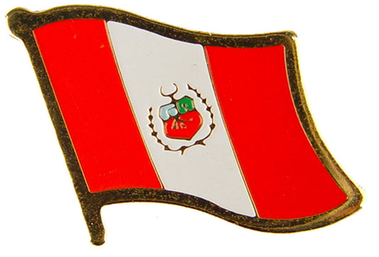 INTERNATIONAL FLAG "PERU" PIN - Officially Licensed Patriotic Peru Flag Logo Orignal Artwork, Expertly Designed PIN - 1"