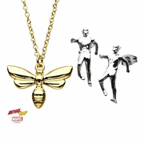 Ant-Man - Officially Licensed Stud Earrings and Wasp Pendant with Chain Set