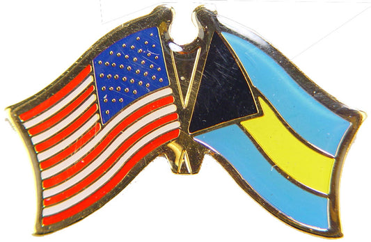 INTERNATIONAL, USA & BAHAMAS Cross Flags - Original Artwork, Expertly Designed PIN - 1.125"