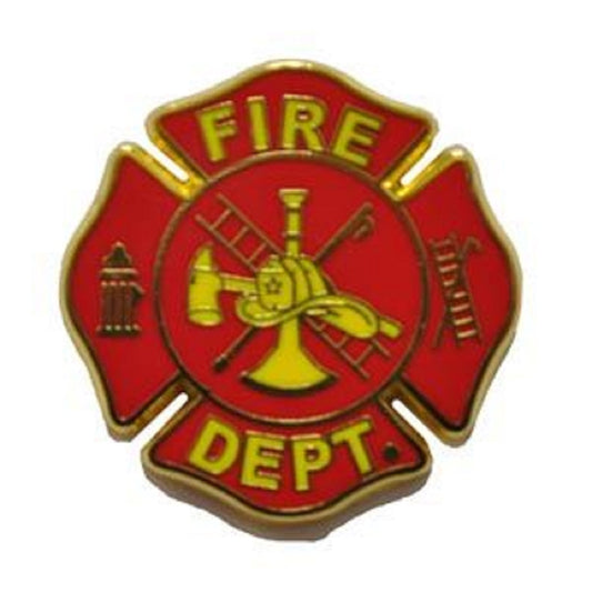 FIRE & EMS, Fire Department LOGO - Original Artwork, Expertly Designed PIN Red Yellow - 1"