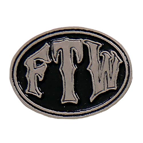 FTW Oval Lapel Pin - Heavy Pewter Biker Artwork Brooches Badge Buttons Pins