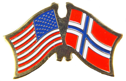 INTERNATIONAL, USA & NORWAY Cross Flags - Original Artwork, Expertly Designed PIN - 1.125"