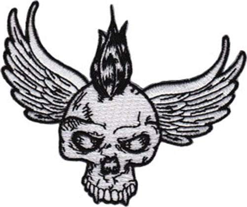 Application Winged Skull with Mohawk Patch