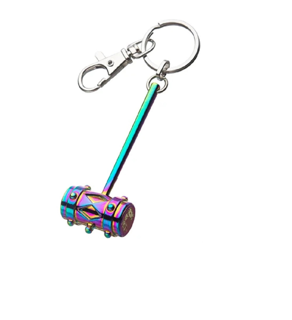 DC COMICS, BIRDS OF PREY HARLEY QUINN RAINBOW KEYCHAIN - Metal Key Holder KEYCHAIN with Rainbow Metallic Finish