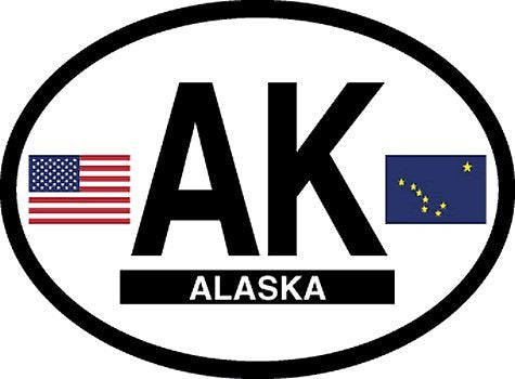 ALASKA FLAG, Waterproof UV Coated, Famous Reflective OVAL Sticker DECAL , 3.5" x 4.75"