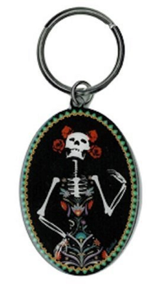 Evilkid, CATRINA DAY OF THE DEAD, Original Licensed, Elegant Bright Metal Die-Cut KEYCHAIN