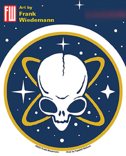 PIRATE ALIEN STICKER - Frank Wiedemann Art's Weather Resistant, Extra Long Lasting Orignal In / Out Die-Cut Sticker