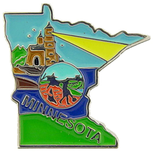 USA STATES, MINNESOTA Map - Original Artwork, Expertly Designed PIN - 1"