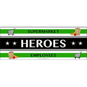 HEROES of COVID-19, Supermarket Employees Heros Sticker - Orignal Artwork Vinyl - Decal STICKER - 2.125" x 5.75"