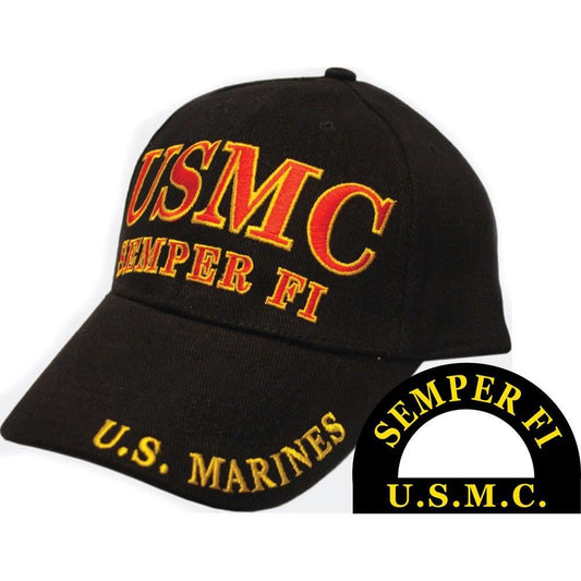 USMC, SEMPER FI - Embroidered Mens Ball Cap with Brass Buckle