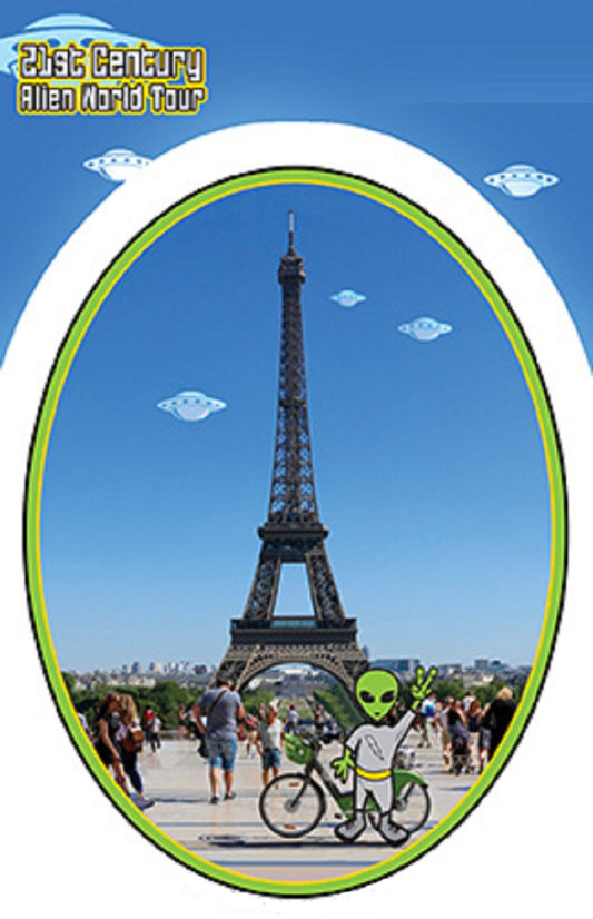 EIFFEL ALIEN STICKER - 21st Century Allien World Tour Weather Resistant, Long Lasting In / Out Die-Cut Sticker