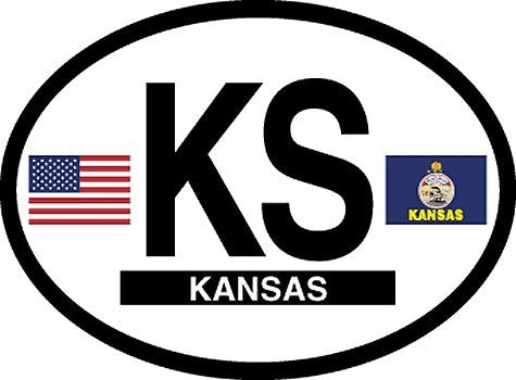 KANSAS FLAG, Waterproof UV Coated, Famous Reflective OVAL Sticker DECAL , 3.5" x 4.75"
