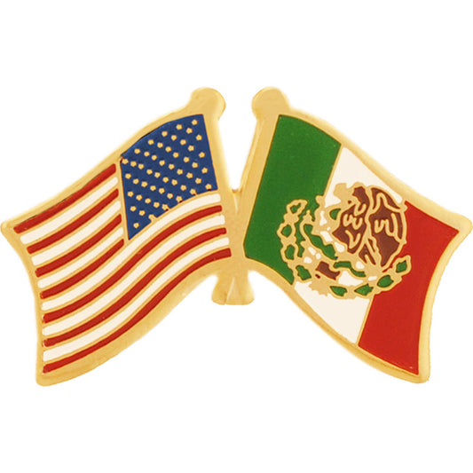 INTERNATIONAL, USA & MEXICO Cross Flags - Original Artwork, Expertly Designed PIN - 1.125"