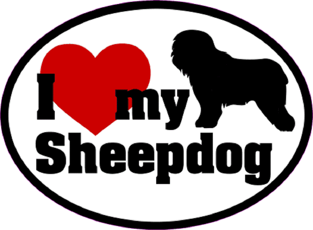 I LOVE MY SHEEPDOG Sticker - Orignal Artwork Vinyl - Dog Lover's Oval Decal Sticker - 3.5" x 4.75"