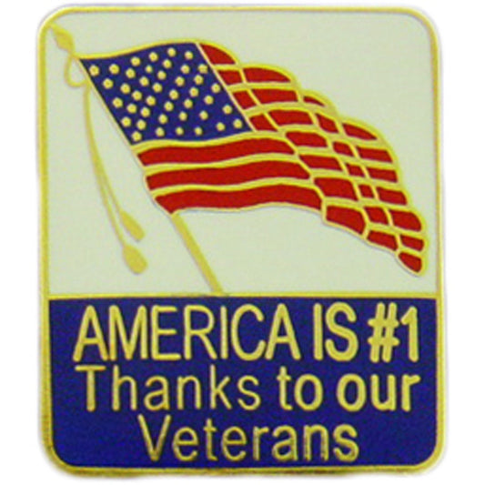 USA & PATRIOTIC, AMERICA IS #1 Thanks To Our Veterans - Artwork, Expertly Designed PIN - 1"