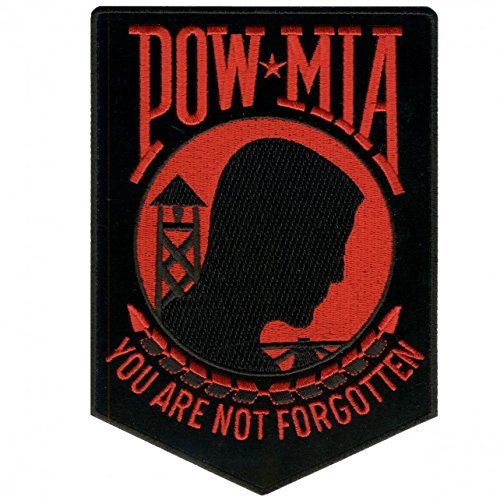 POW MIA YOU ARE NOT FORGOTTEN BIKER, Iron-On / Saw-On Rayon PATCH - 3" x 4"