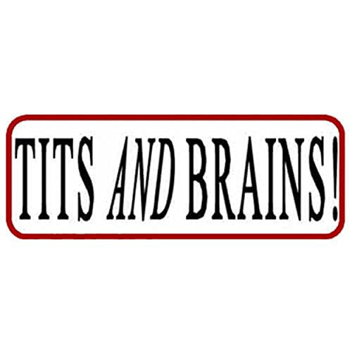 Tits and Brains Motorcycle Helmet Stickers - Novelty Artwork Decals, 4" x 1"