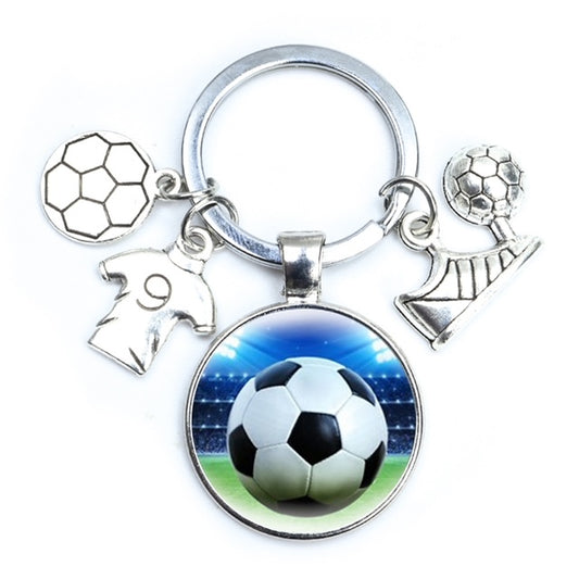 Soccer Ball Keychain Boys Girls w/ Charms, Soccer Symbols Key Holder Keyring