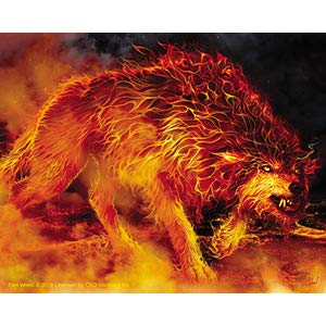 TOM WOOD, Fire Stalker Wolf DECAL - Licensed Original Artwork STICKER, 4" x 5"