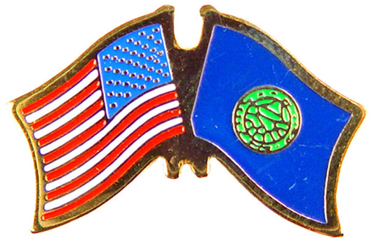 USA STATES, USA & NEBRASKA Cross Flags - Original Artwork, Expertly Designed PIN - 1.125"