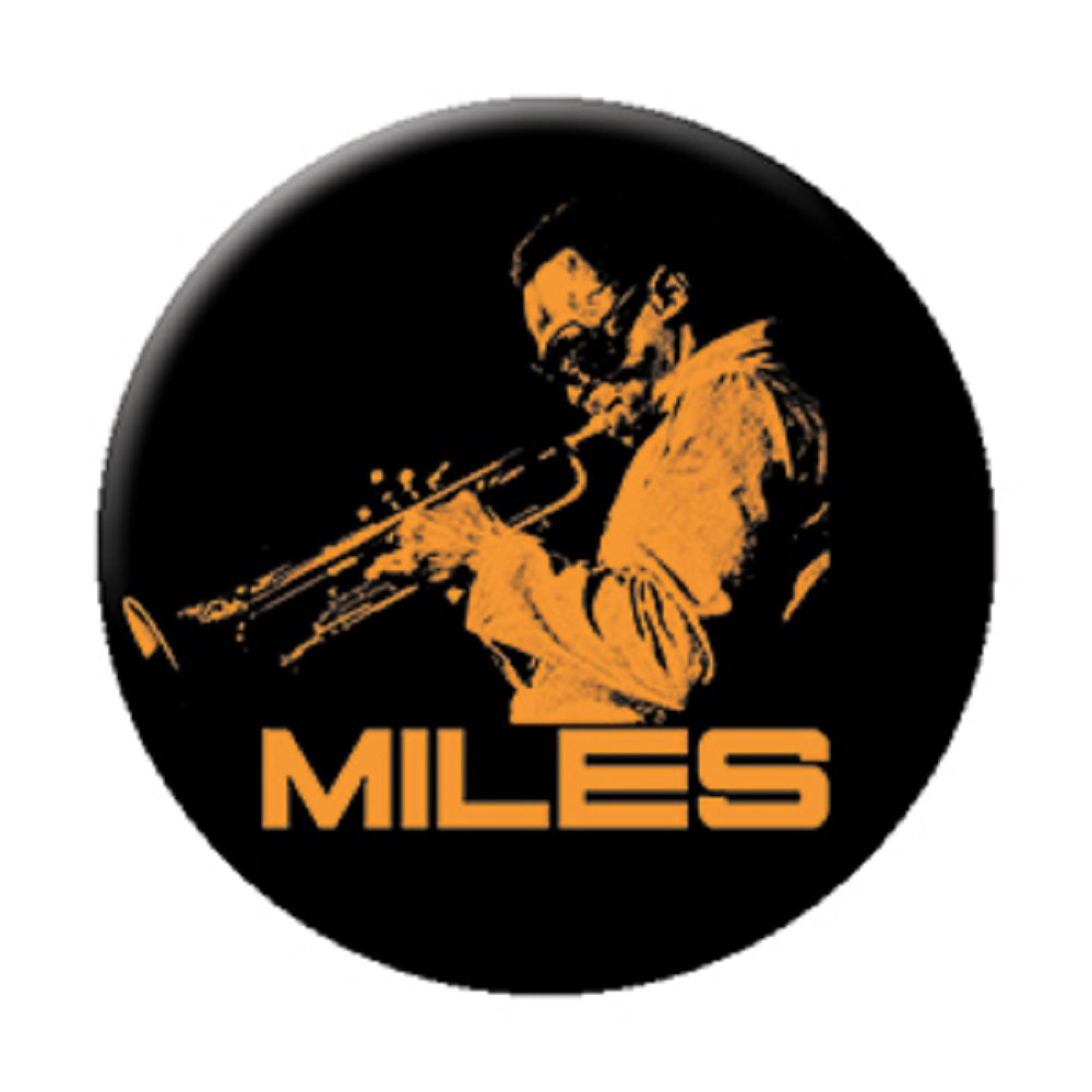 DAVIS MILES TRUMPET BUTTON - Officially Licensed American Jazz Trumpeter Davis Miles with Trumpet Artwork Button - 1.25"