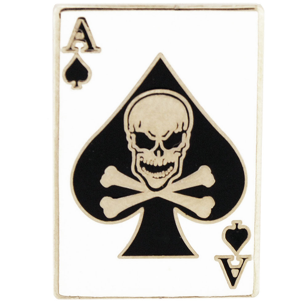 BIKES, BONES & REBEL, DEATH ACE Of Spade CARD - Original Artwork, Expertly Designed PIN - 1"