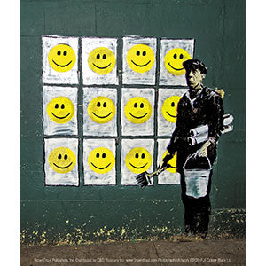 BANKSY's GRAFFITI Happy Face Posters Orignal Artwork Vinyl STICKER - 4" x 5"