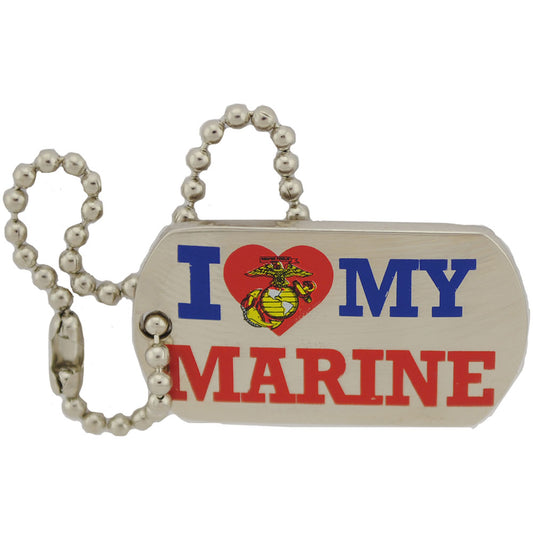 U.S. MARINES, USMC I LOVE MY MARINE Dog Tag - Original Artwork, Expertly Designed PIN - 1.25"
