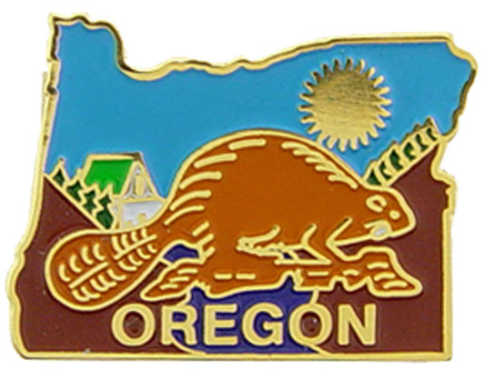 USA STATES, OREGON Map - Original Artwork, Expertly Designed PIN - 1"