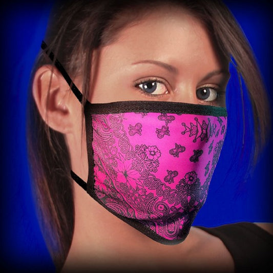 Pink Paisley Design Face Mask - Two Ear Holes Cover Nose and Mouth, Comfortable & Breathable Double layer Face Mask