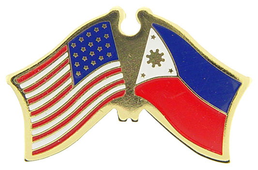INTERNATIONAL, USA & PHILIPPNES Cross Flags - Original Artwork, Expertly Designed PIN - 1.125"