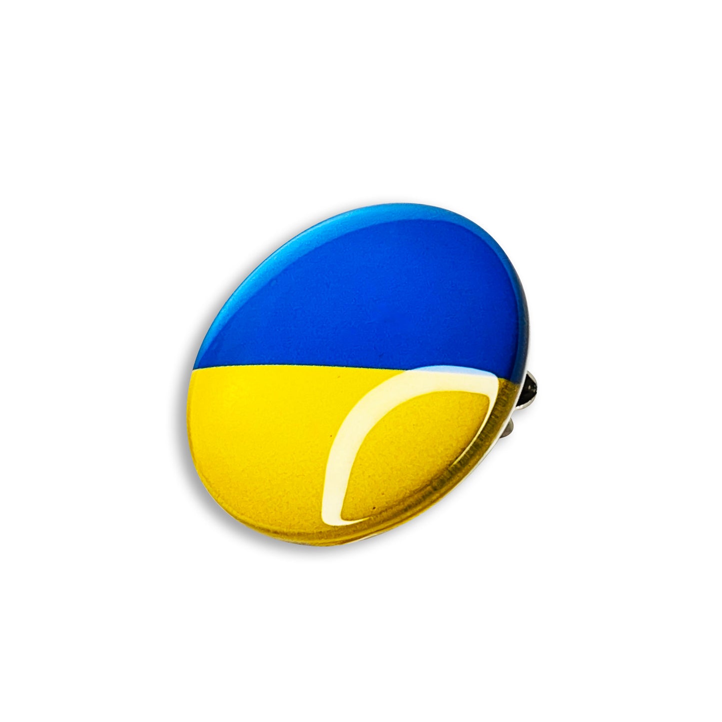 "UKRAINE FLAG PIN, Super Shiny Bright Oval Dome, Ukrainian Flag Brooches Lapel Pin, 1"" / 2.5cm"