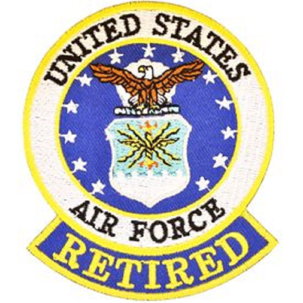 USAF EMBLEM, RETIRED - Embroidered Patches, Iron On Patch - 3.5"