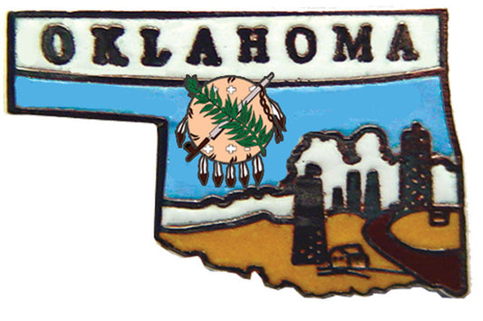 USA STATES, OKLAHOMA Map - Original Artwork, Expertly Designed PIN - 1"