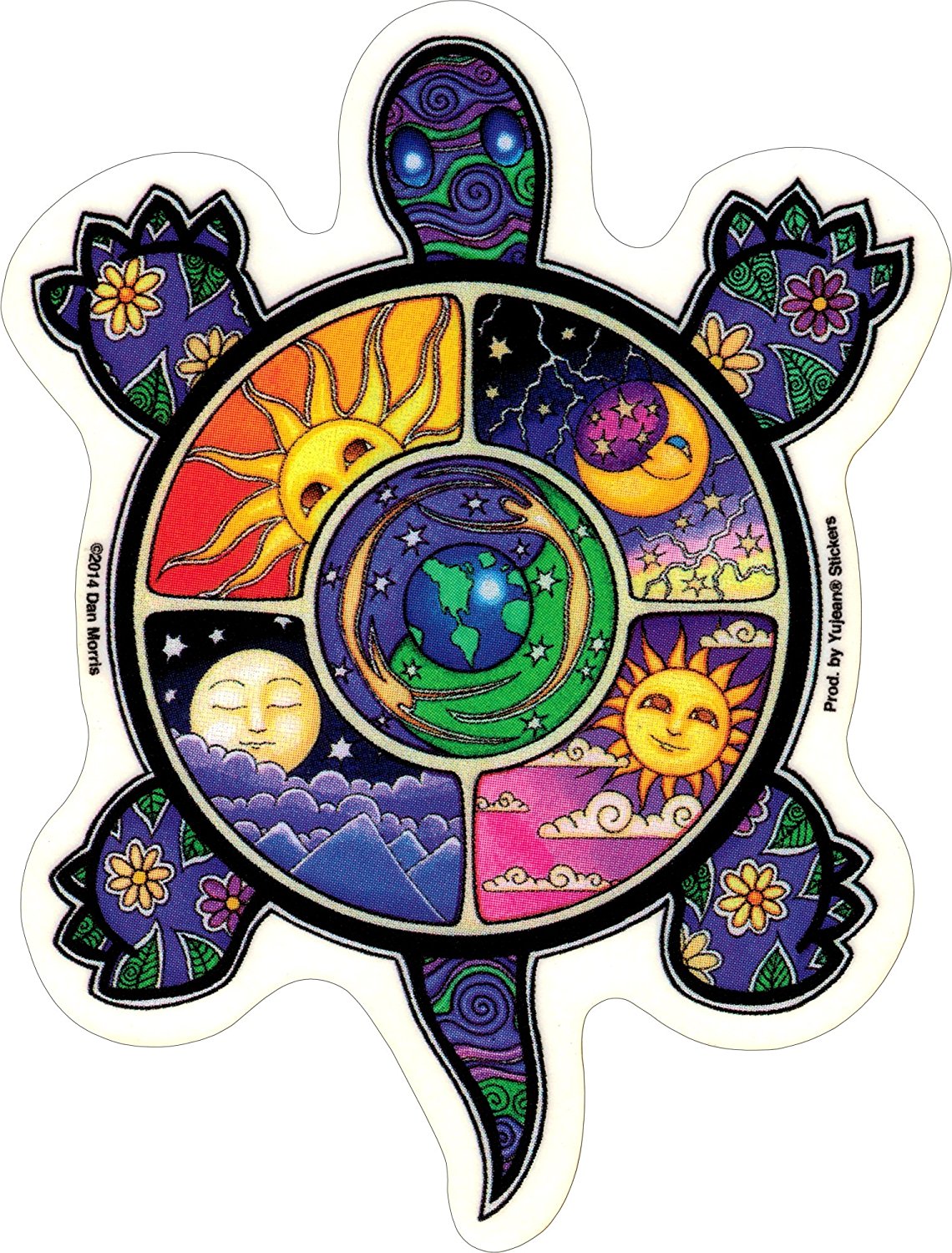 Night and Day Turtle - Dan Morris, Waterproof Vinyl Sticker DECAL for Car Bumper Skateboard Laptop Luggage - 4.25" x 6"